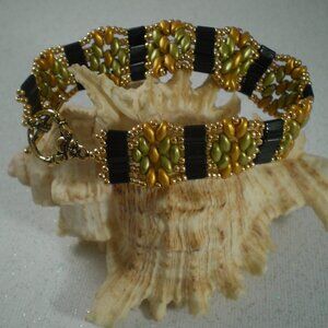Tila Flower Band Bracelet; Hand Beaded, Gift